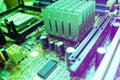 Electronic computer hardware technology. Motherboard digital chip background.