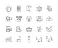 Electronic connectors line icons, signs, vector set, outline illustration concept Royalty Free Stock Photo