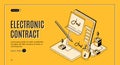 Electronic contract isometric banner, e-signature