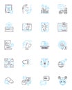 Electronic coordination linear icons set. Synchronization, Automation, Integration, Streamlining, Orchestration