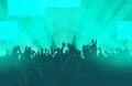 Electronic dance music festival with dancing people Royalty Free Stock Photo