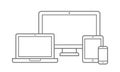 Electronic Device with Different Screen Size Icons Set. Vector