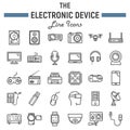 Electronic device line icon set, technology