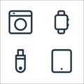 Electronic and device line icons. linear set. quality vector line set such as tablet, flash disk, smartwatch Royalty Free Stock Photo