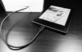 Electronic device for reading books (ereader, ebook), concept of downloading a book on the device