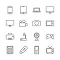 Electronic device set icon vector. Outline technology collection Royalty Free Stock Photo