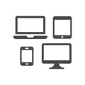 Electronic devices black vector icon set