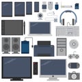 Electronic devices elements collection Royalty Free Stock Photo