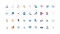 Electronic devices, equipment with AI, remote control for smart home color icon set