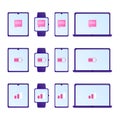 Electronic devices in flat design.