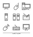 Electronic Devices flat thin line Icons vector; Electronic Appliances; Mobile Accessories Royalty Free Stock Photo