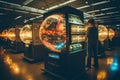 electronic devices in a global data center, a mock-up of earth and instruments for industrial and scientific research and Royalty Free Stock Photo