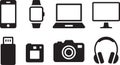 Electronic devices icons set with mobile computer tablet headphone for modern gadget tools Royalty Free Stock Photo