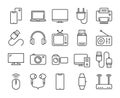 Electronic devices icons. Technology devices line icon set. Editable Stroke. Royalty Free Stock Photo