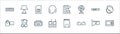 Electronic devices line icons. linear set. quality vector line set such as microwave oven, d glasses, walkie talkie, handy, dvd