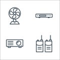 Electronic devices line icons. linear set. quality vector line set such as walkie talkie, projector, dvd player Royalty Free Stock Photo