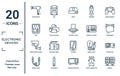 electronic.devices linear icon set. includes thin line blow dryer, lisa, video surveillance, sound cable, server, exhaust hood, Royalty Free Stock Photo