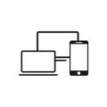 Electronic devices mobile phone, computer, laptop, tablet vector flat design icons Royalty Free Stock Photo