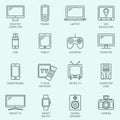 Electronic devices outline icons. Modern technology devices set Royalty Free Stock Photo