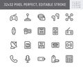 Electronic devices simple line icons. Vector illustration with minimal icon - joystick, controller, vr glasses, drone