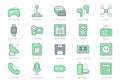 Electronic devices simple line icons. Vector illustration with minimal icon - joystick, controller, vr glasses, drone