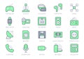 Electronic devices simple line icons. Vector illustration with minimal icon - joystick, controller, vr glasses, drone