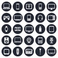 Electronic devices, technology gadgets icons set