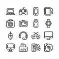 Electronic Devices and Technology Line Icons Collection Royalty Free Stock Photo