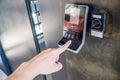Electronic digital door in Officer scan finger print for enter security system