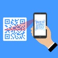 Electronic digital technology for scanning barcodes. Scan the QR code on your smartphone. Vector EPS10