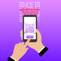 Electronic digital technology for scanning barcodes. Scan the QR code on your smartphone Vector EPS10