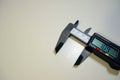 Electronic digital vernier caliper details and close-up. The appearance of an electronic digital vernier caliper