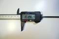 Electronic digital vernier caliper details and close-up. The appearance of an electronic digital vernier caliper