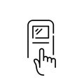 Electronic door lock with display. Fingerprint biometric access. Pixel perfect icon