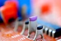 Electronic elements of an old used circuit board Royalty Free Stock Photo
