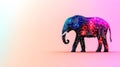 Electronic elephant walking, representing artificial intelligence and technological advancements Royalty Free Stock Photo