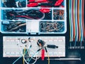 Electronic engineer essential tools breadboard Royalty Free Stock Photo