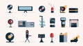 Electronic equipment icons set in flat style. Vector illustration for web design Royalty Free Stock Photo