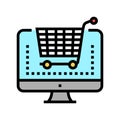 electronic eshopping purchase color icon vector illustration Royalty Free Stock Photo