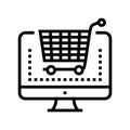 electronic eshopping purchase line icon vector illustration Royalty Free Stock Photo