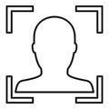 Electronic face recognition icon, outline style