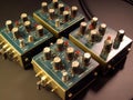 A set of electronic filters used to selectively pass or block specific frequencies created with Generative AI