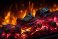 Electronic fireplace emits vibrant red and yellow flames, close up warmth Royalty Free Stock Photo