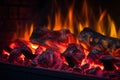 Electronic fireplace emits vibrant red and yellow flames, close up warmth Royalty Free Stock Photo
