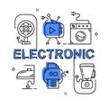 Electronic flat outline design illustration free for commercial use