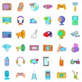 Electronic gadget icons set, cartoon style