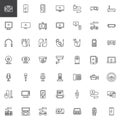 Electronic gadgets line icons set