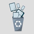 Electronic garbage to the trash bin symbol vector illustration