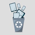 Electronic garbage to the trash bin symbol vector illustration Royalty Free Stock Photo