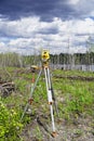 Electronic geodetic instruments in the field Royalty Free Stock Photo